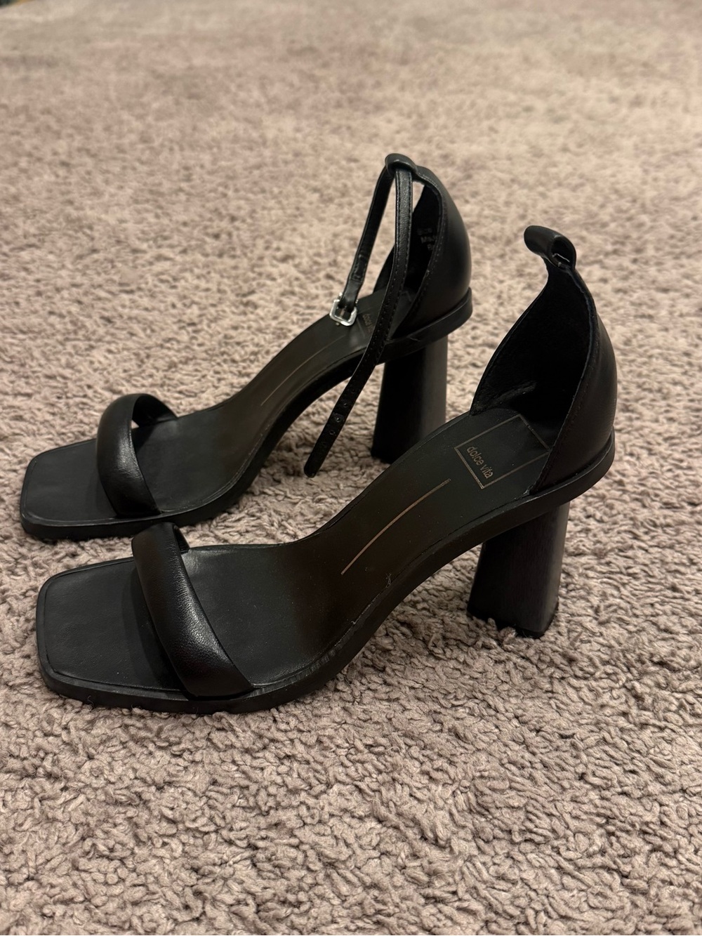 Dolce Vita black heels. Classic Black Strappy Block Heel Sandals - Women